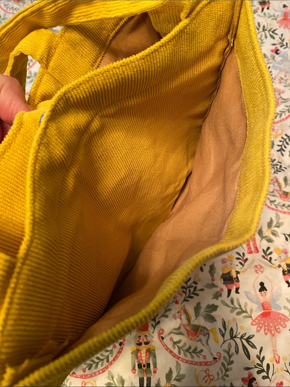 LETU Yellow Corduroy Crossbody Tote Bag Front Pocket Shoulder Purse - Picture 8 of 9